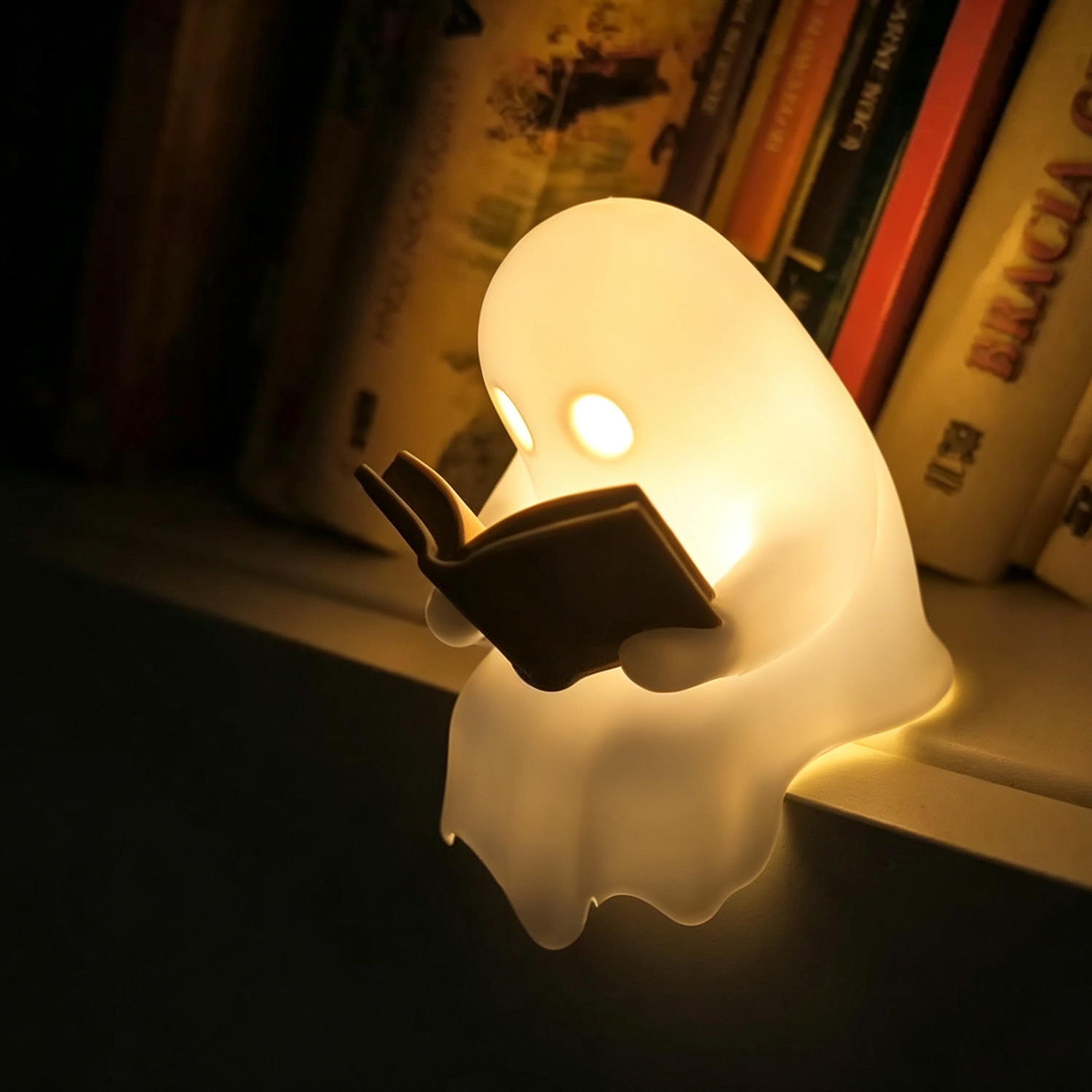 Ghost Reader Decorative Night Light Shelf‑Sitting Cozy Ambient Lamp