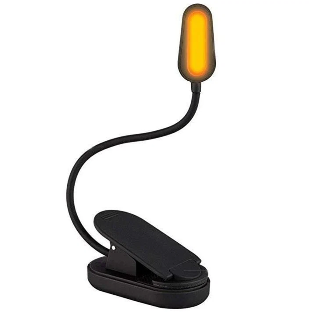 Blue‑Light‑Free Amber Clip‑On Book Light 360° Flexible Gooseneck Reading Lamp