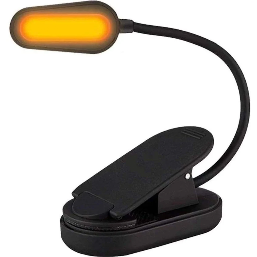 Blue‑Light‑Free Amber Clip‑On Book Light 360° Flexible Gooseneck Reading Lamp
