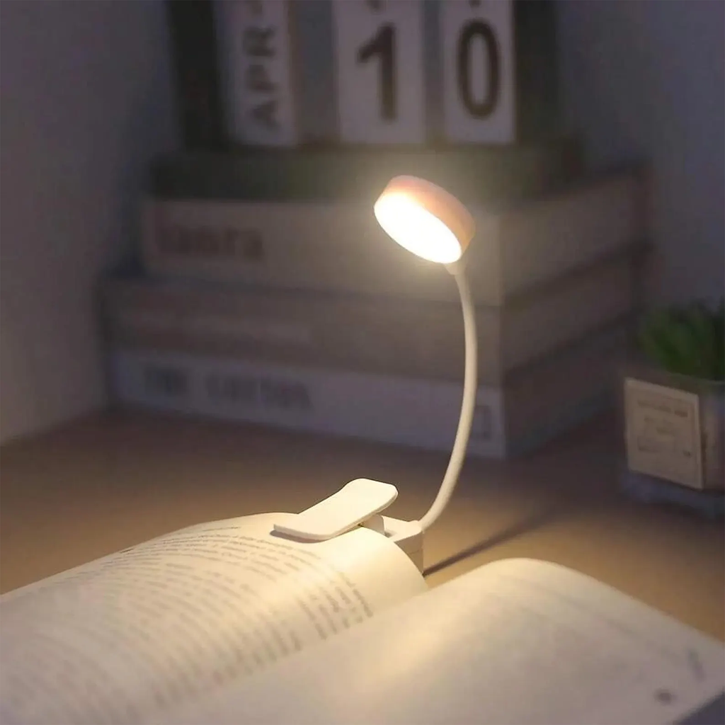 Flexible Clip‑On Mini LED Book Light Rechargeable Reading Lamp With 3 Light Modes